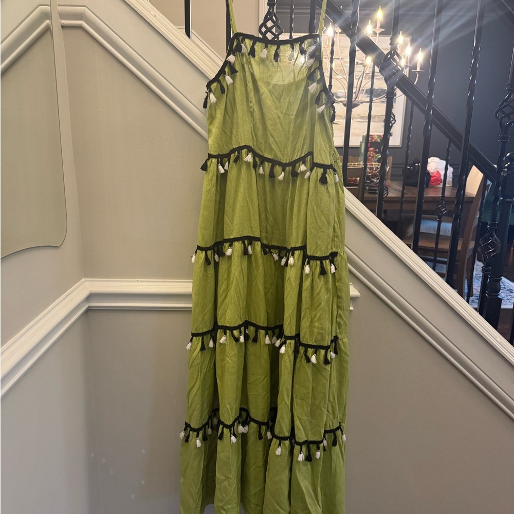 SHEIN Green Maxi Dress with Black Trim